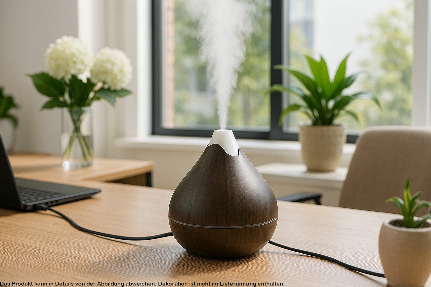 Aroma Diffuser 200 ml | Ultraschall-Luftbefeuchter in Holzoptik mit LED – Hell- & Dunkelbraun